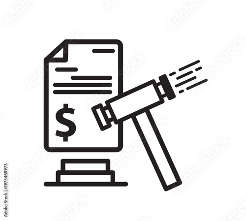 Penalty icon vector, black outline vector icon