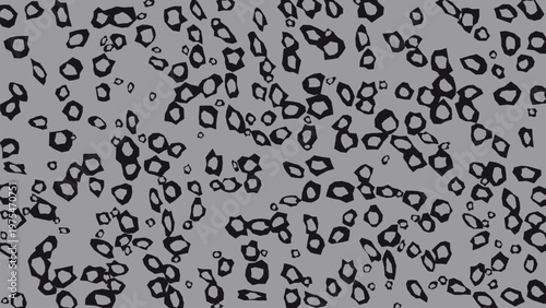 Abstract seamless pattern with irregular black fragmented shapes and organic spots on a light gray background, a modern minimalist vector texture for digital, print, fabric, and wallpaper.