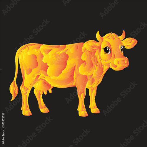 A creative conceptual image of a young man sitting thoughtfully while a surreal glowing cow illustration appears above his head.