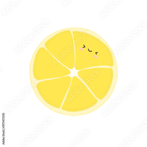 Vászonkép cute and blushing lemon slice illustration