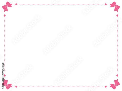 シンプルなリボンの横長フレーム〜ピンク〜
