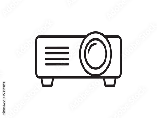 Title simple line drawing of a classic projector a visual representation of entertainment technology description a minimalist black and white line art