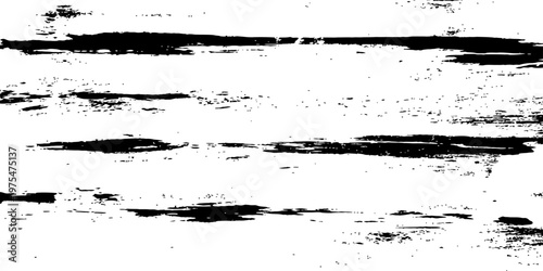 Black Horizontal Grunge Texture Vector Overlay Rough Paint Brush Strokes Distressed Grain Pattern