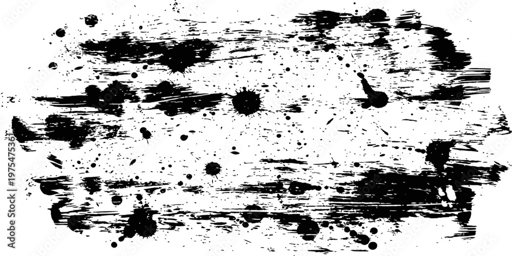 Naklejka premium Black Grunge Ink Splatter and Brush Stroke Texture Abstract Background Vector