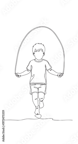 Boy jumping with skipping rope toy.