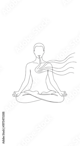 Woman doing yoga meditation breathing exercise.