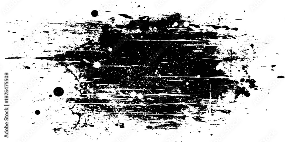 Fototapeta premium Abstract black ink stain grunge texture brush stroke splatter vector background element