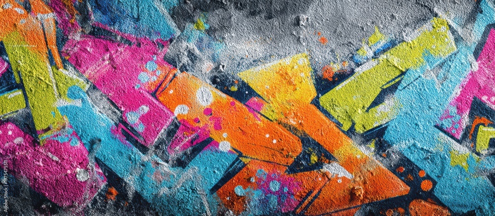 Fototapeta premium Dynamic urban graffiti art with bright splashes and energetic abstract patterns