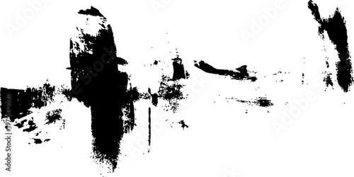 Black Abstract Grunge Paint Brush Strokes Texture Overlay Vector Element