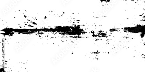Black and white distressed grunge texture abstract vector overlay Horizontal paint streaks and ink stains effect for graphic resources design