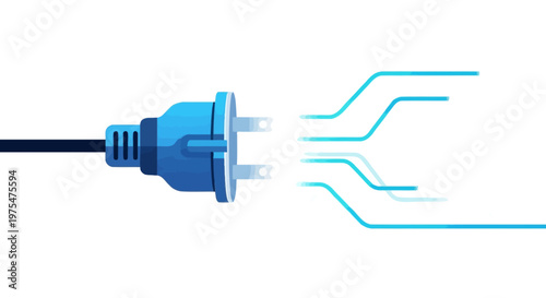 Electric plug with blue prongs connected.