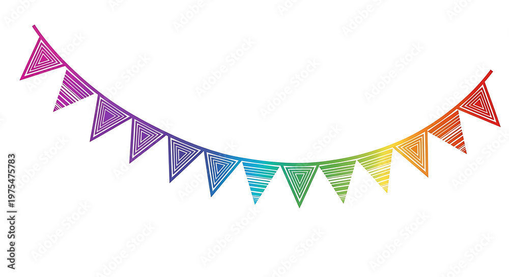 Obraz premium Rainbow gradient triangle bunting string banner flag