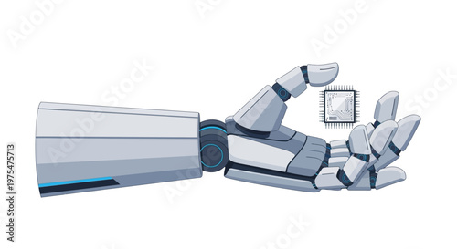 Robotic Arm with Metal Fingers Extended.