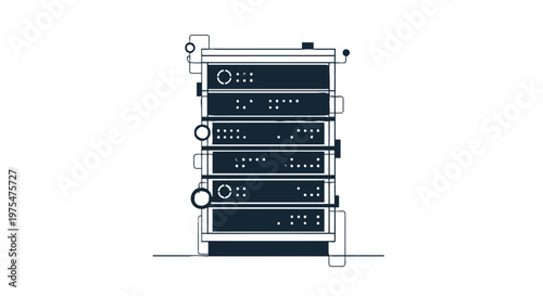 Stack of computer server hardware.