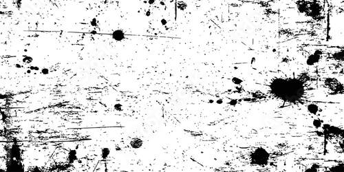 Black Ink Splatter and Scratches Grunge Texture Overlay Distressed Surface Background Vector