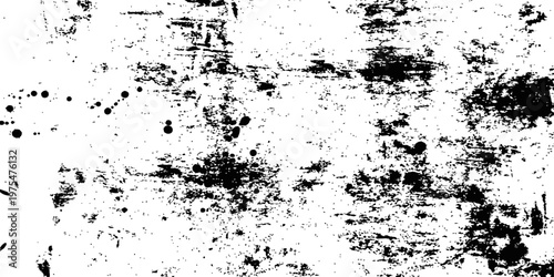 Black and White Vector Grunge Distress Texture Overlay Background with Scratches Splatters and Dirty Grain Effect