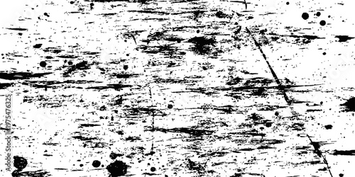 Black grunge texture overlay with distressed grain effect ink splatters and rough brush strokes monochromatic abstract background pattern