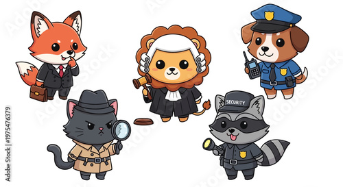 Cartoon animals in costumes.