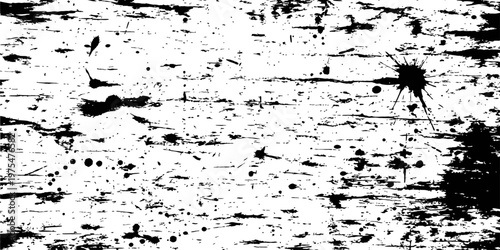 Abstract Grunge Texture Background Vector Black and White Distressed Scratch Overlay with Ink Splatter Marks
