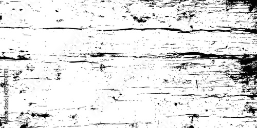 Black and White Vector Wood Grunge Texture Overlay Distressed Aged Timber Background