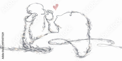 Hand drawn vector illustration and sketch of a girl angel and funny animal friends for a children coloring book fairytale outline design