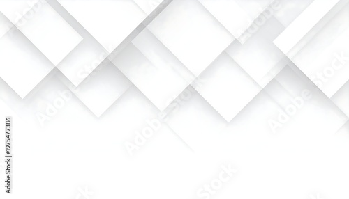 Abstract white geometric design with layered square shadows