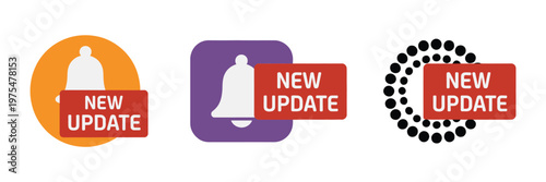 New update alert, loading, and notification symbols for apps and software, modern clean vector design