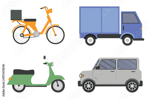 Colorful illustration depicting various modes of transportation vehicles