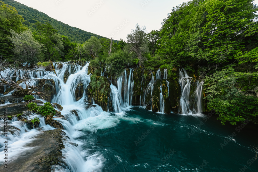 Fototapeta premium Great Una Waterfalls at Strbacki Buk, nature's power in Una National Park, Bosnia and Herzegovina.