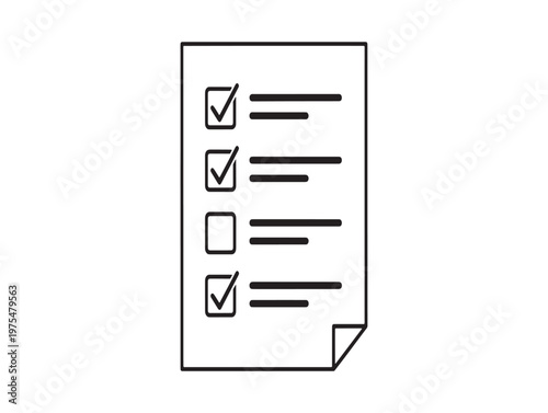 Title simple black and white checklist icon task completion and progress tracking description a minimalist line drawing of a checklist with three