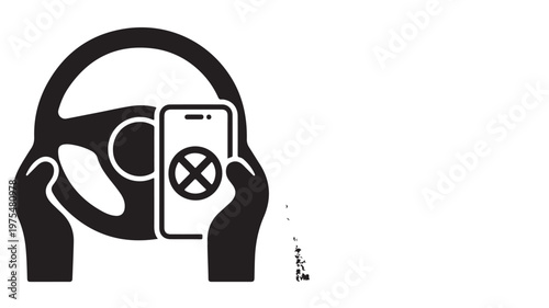 Minimalist Icon of Hands Holding Smartphone with No Signal Symbol for Technology and Communication Concepts