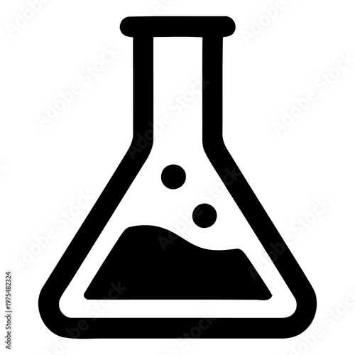 Tableau sur toile Classic laboratory volumetric flask with liquid and bubbles inside