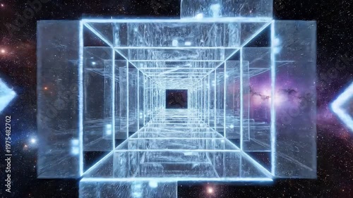 Floating Holographic Panels in Futuristic Digital Interface Environment
