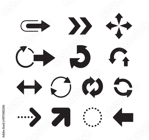 Comprehensive collection of arrow and directional icons for user interface and web design