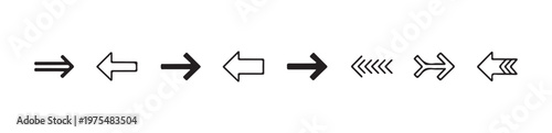Various arrow icons in black and white simple and detailed designs for direction and interface elements