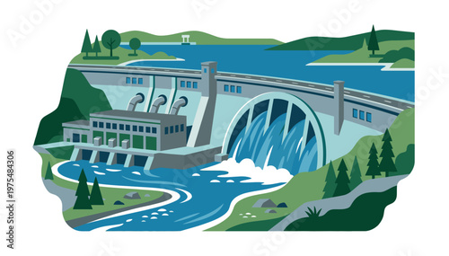 hydroelectric dam on a river.