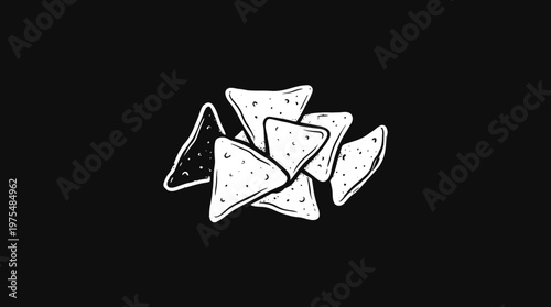 Black and White Graphic of Tortilla Chips