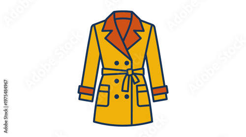 Vibrant Yellow Double Breasted Trench Coat.