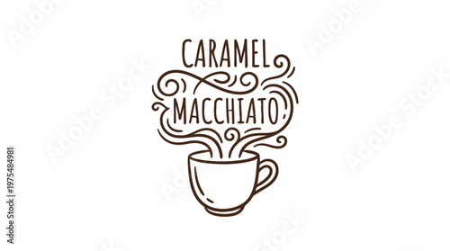 Elegant Caramel Macchiato Coffee Logo Design