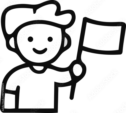 illustration of a child with a flag