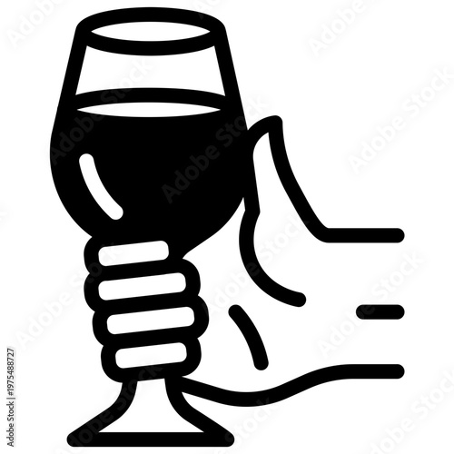 hand holding wine glass icon