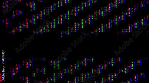 Signal Disturbance Broken Monitor, Screen TV Glitch Error,  VHS static noise glitch overlay, LCD pixels macro video