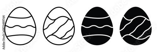 Collation of ester eggs icon set. Spring ester black and white. Contains as egg, decoration, chicken egg, celebration and more.  Easter eggs decorated with black and white color.  eps 10.