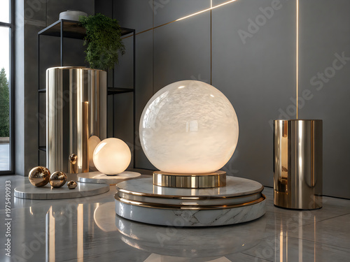 A large light on a metal base on a table