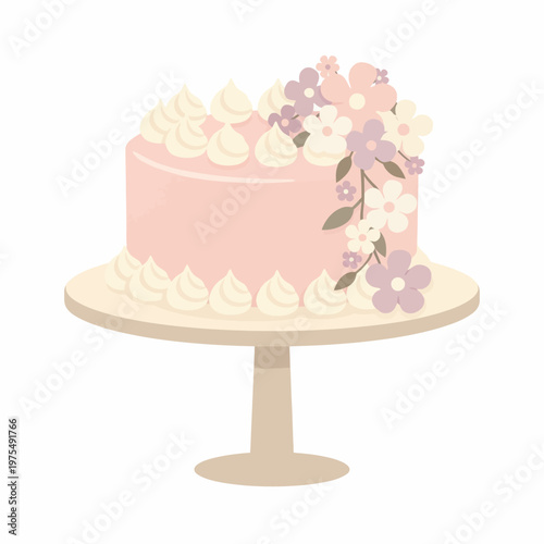 Pink cake decorated with flowers perfect for a celebration