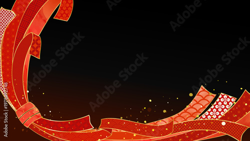 束ね熨斗、リボンの和風なコピースペース背景素材