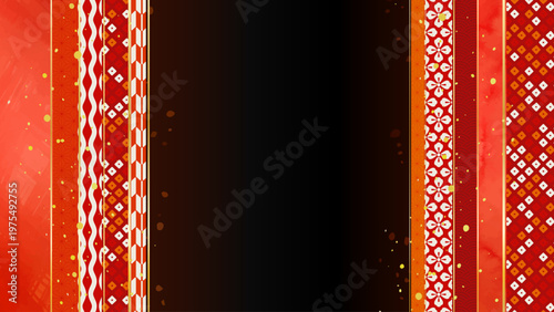 縦じまと和柄のコピースペース背景素材