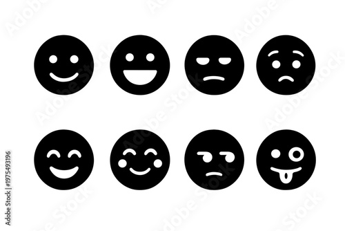 Clean Emoji Icons. Clean Simple Emojis. Filled icon set of Clean Simple Emojis: clean smile, clean open-mouth,