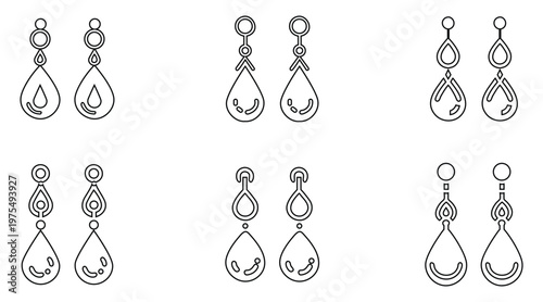 Dangling teardrop earring line icon vector, women girls fashion earring symbol outline icon illustration