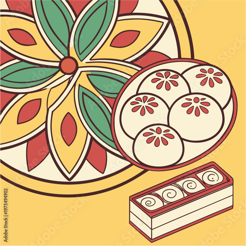 “Rangoli & Pitha Pop Art Pattern”